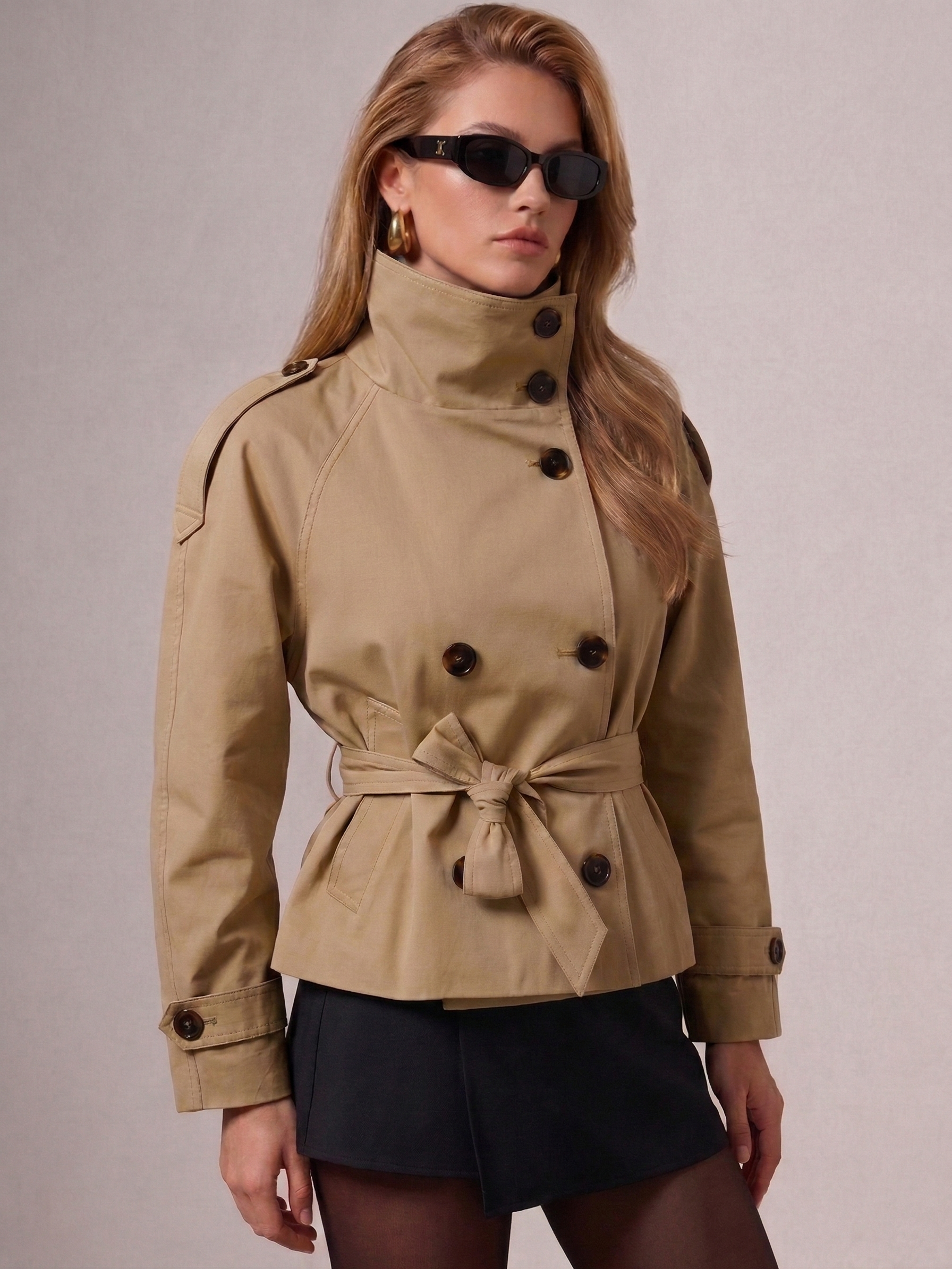 Short Belted Trench Coat