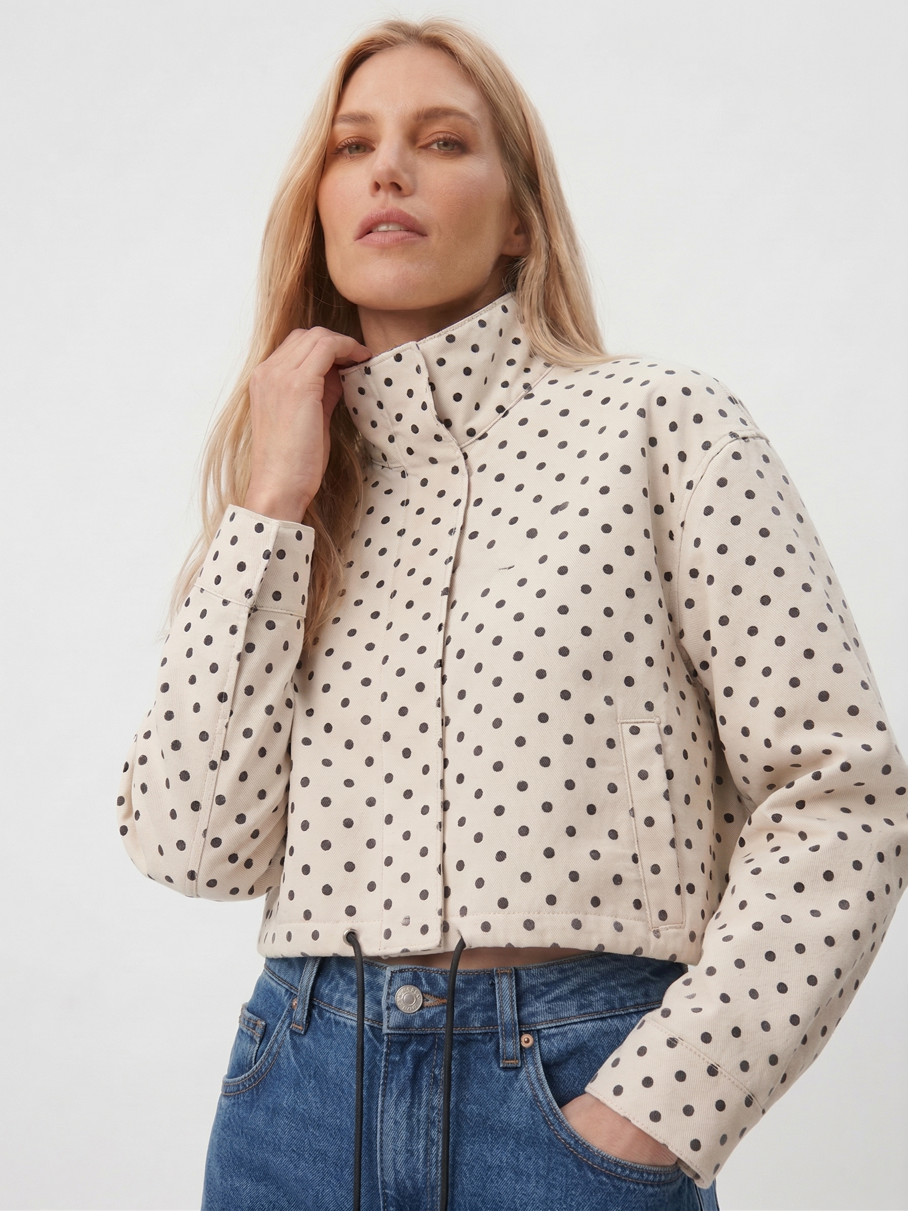 Polka Dot Cropped Jacket