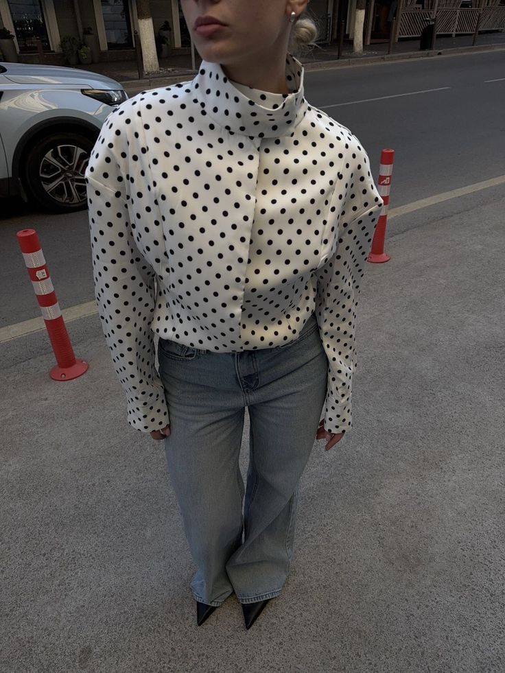 Polka Dot Cropped Jacket