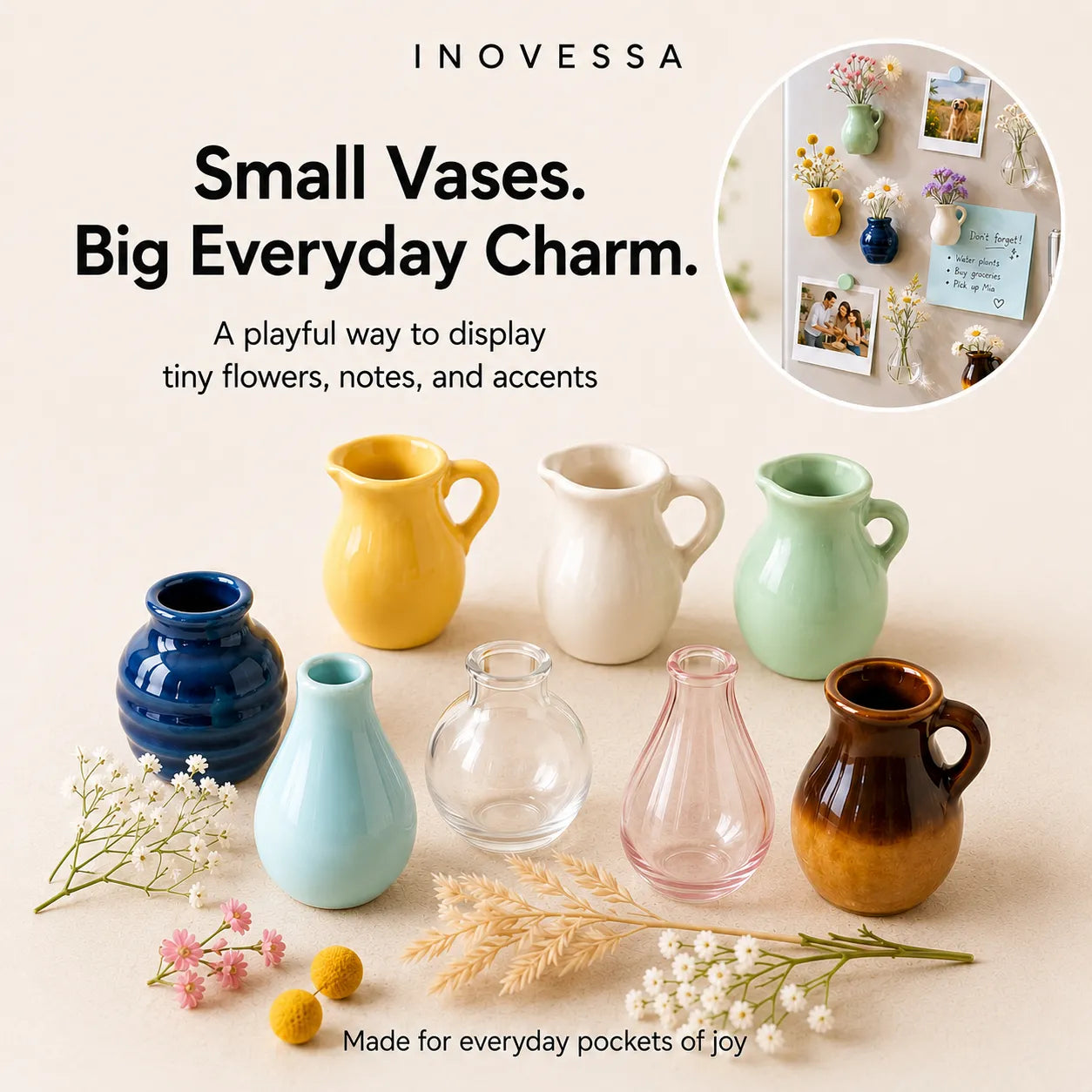 Mini Vase Ceramic Magnets