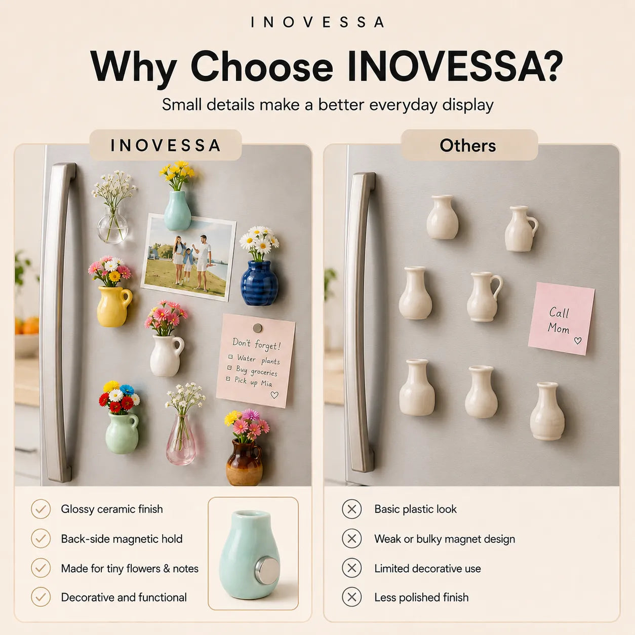 Mini Vase Ceramic Magnets