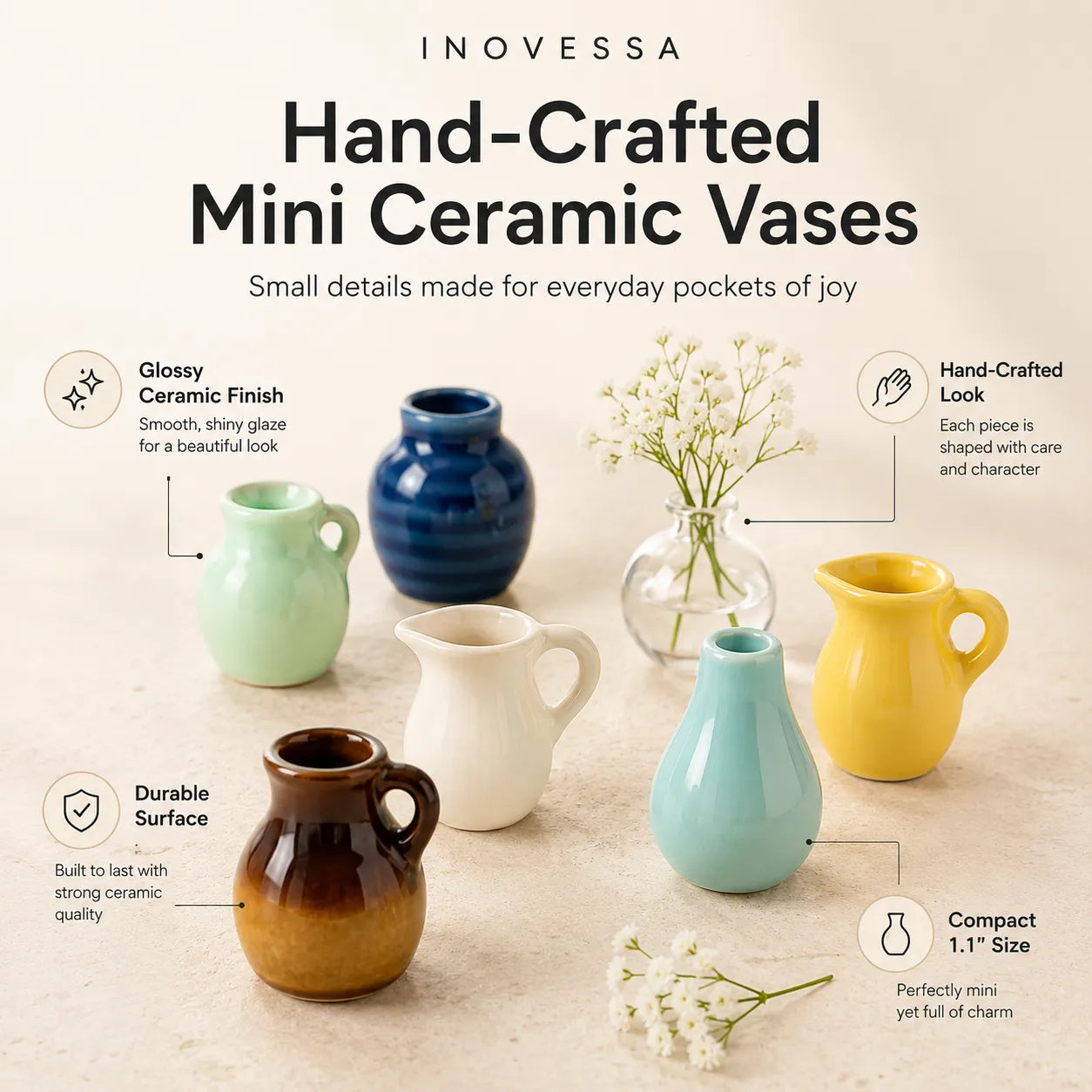 Mini Vase Ceramic Magnets