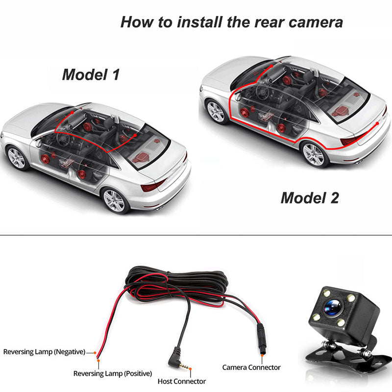 Dash Cam 3 Cameras 1080P HD – Front + Interior + Rear with Reverse