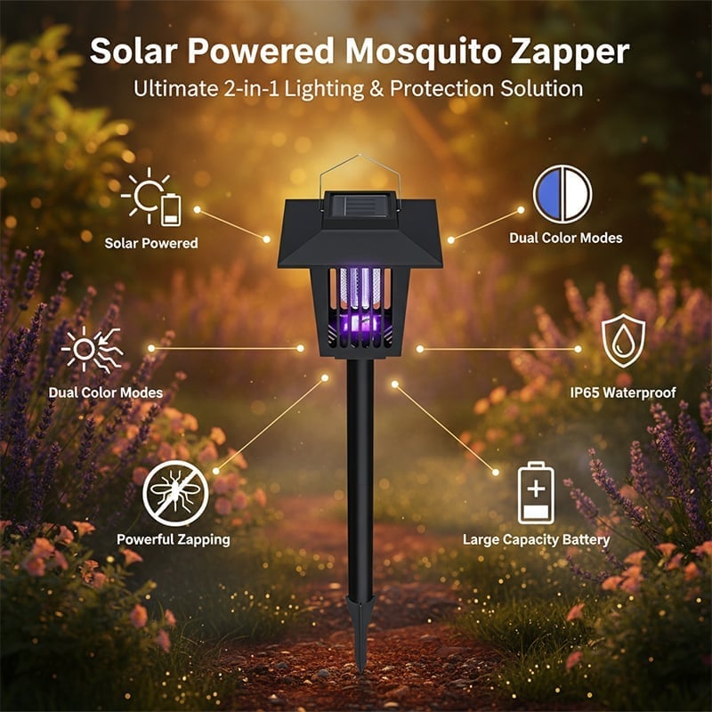 Solar Powered Mosquito Zapper & Garden Stake Light
