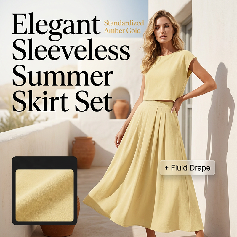 Women's Casual Solid Color Top and Skirt Set