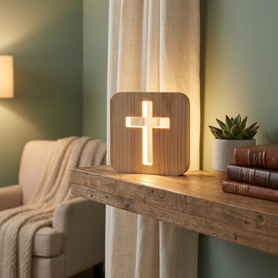Wooden Cross Lamp