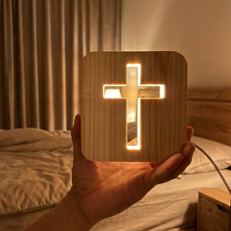Wooden Cross Lamp