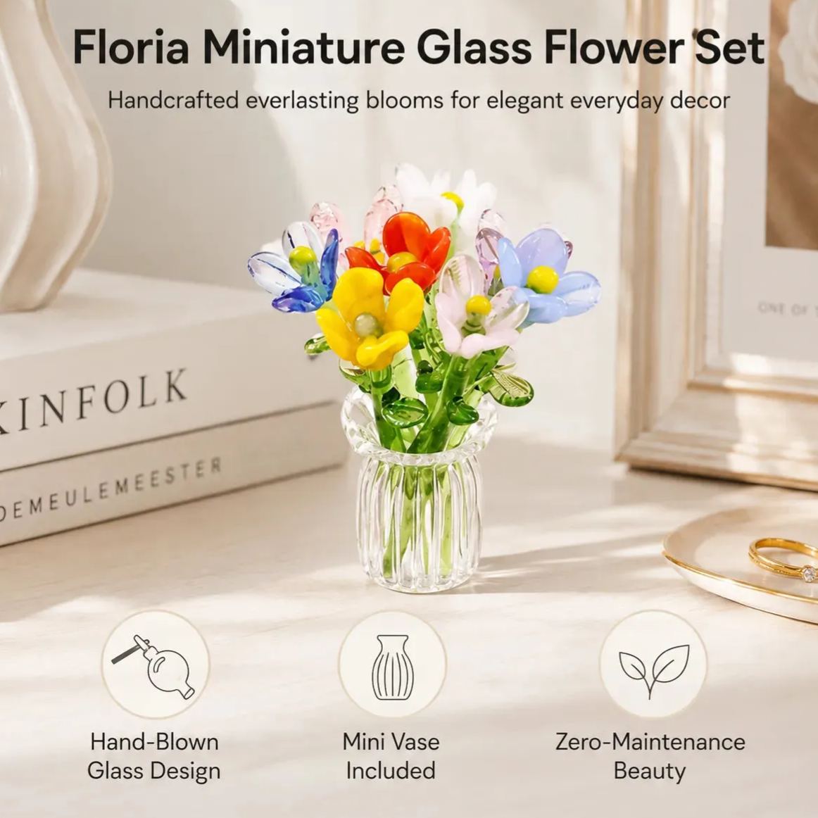 Floria Miniature Glass Flower Set