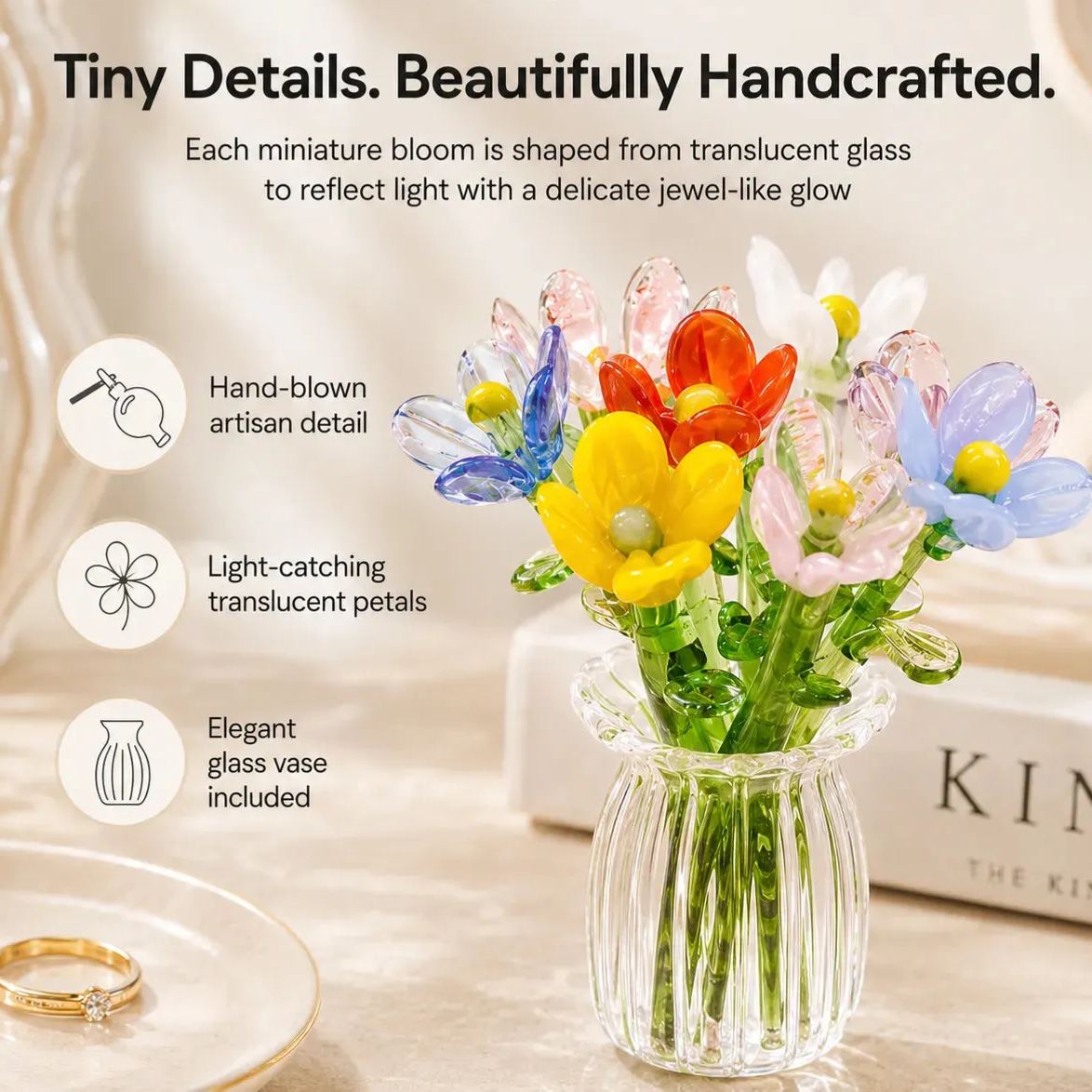 Floria Miniature Glass Flower Set
