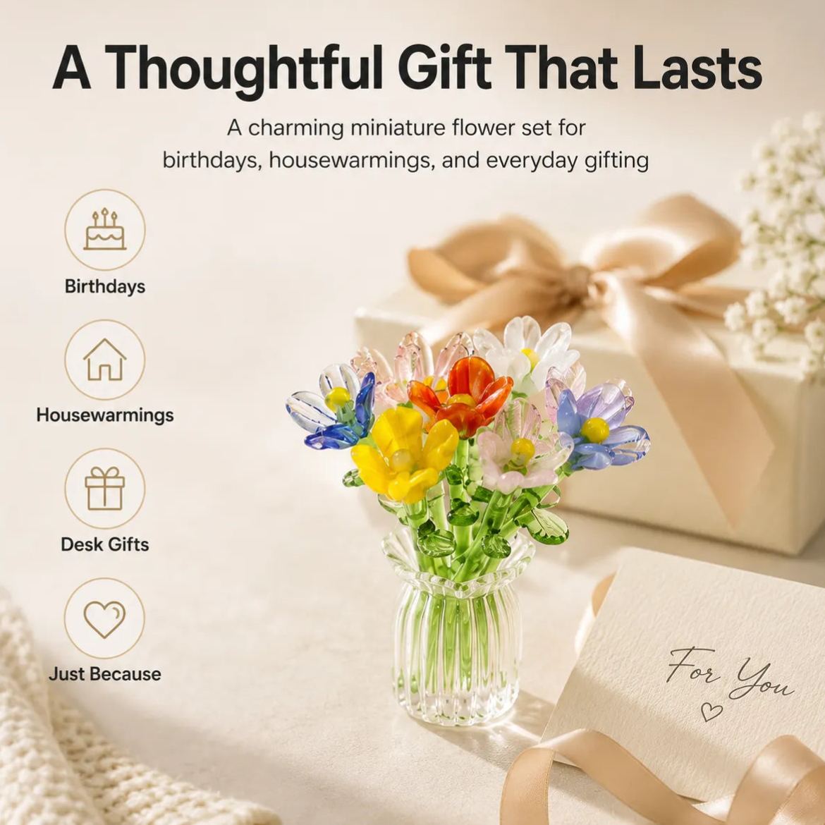 Floria Miniature Glass Flower Set