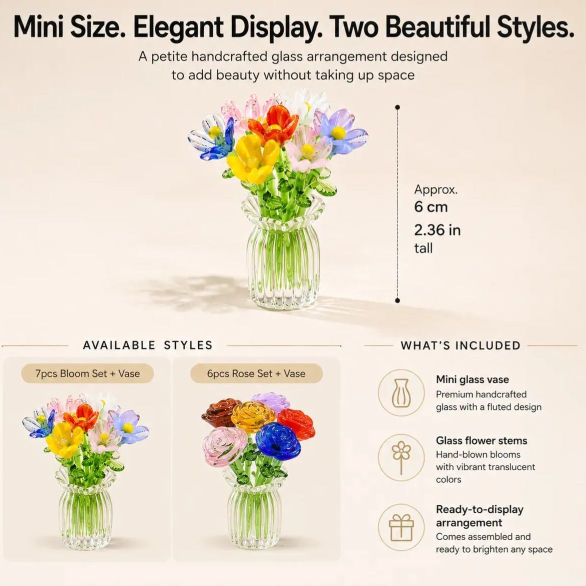 Floria Miniature Glass Flower Set