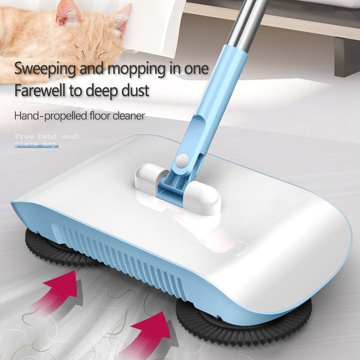Manual Hands-Free Sweeper Broom, 3-in-1 Sweep Suction Mop Cleaner with Strong Suction Streak-Free Floor Cleaning for Pet Hair Dust Debris