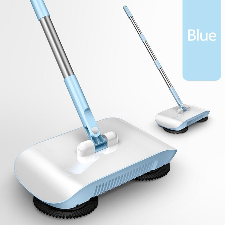 Manual Hands-Free Sweeper Broom, 3-in-1 Sweep Suction Mop Cleaner with Strong Suction Streak-Free Floor Cleaning for Pet Hair Dust Debris