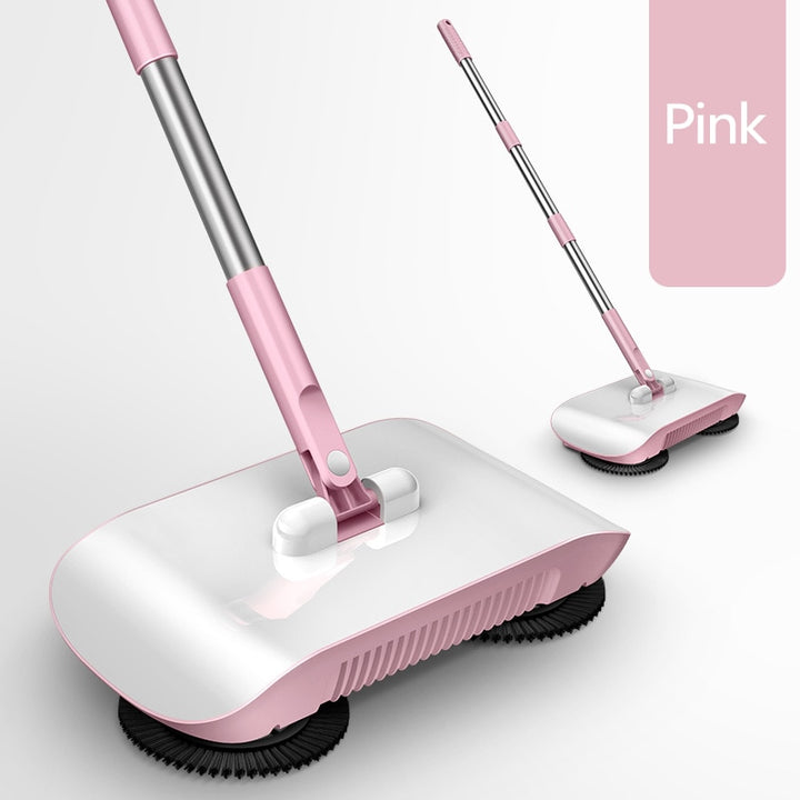 Manual Hands-Free Sweeper Broom, 3-in-1 Sweep Suction Mop Cleaner with Strong Suction Streak-Free Floor Cleaning for Pet Hair Dust Debris