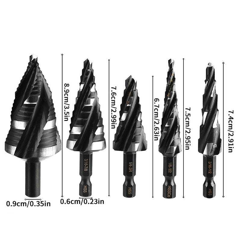 5-Piece HSS Step Drill Bit Set for Metal