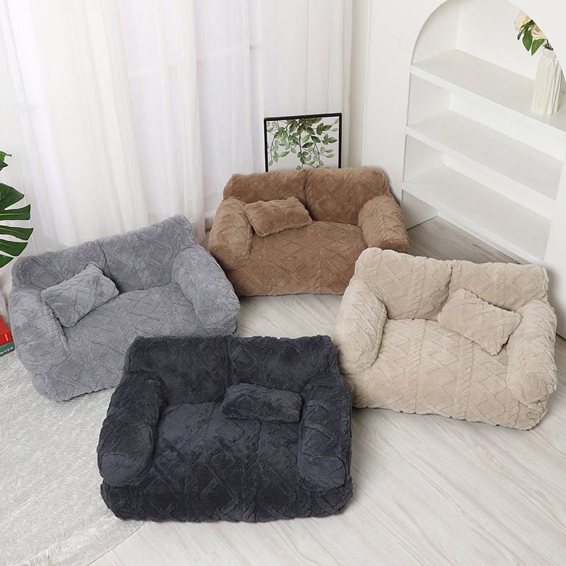 Plush Calming Pet Sofa Bed with Removable Cover