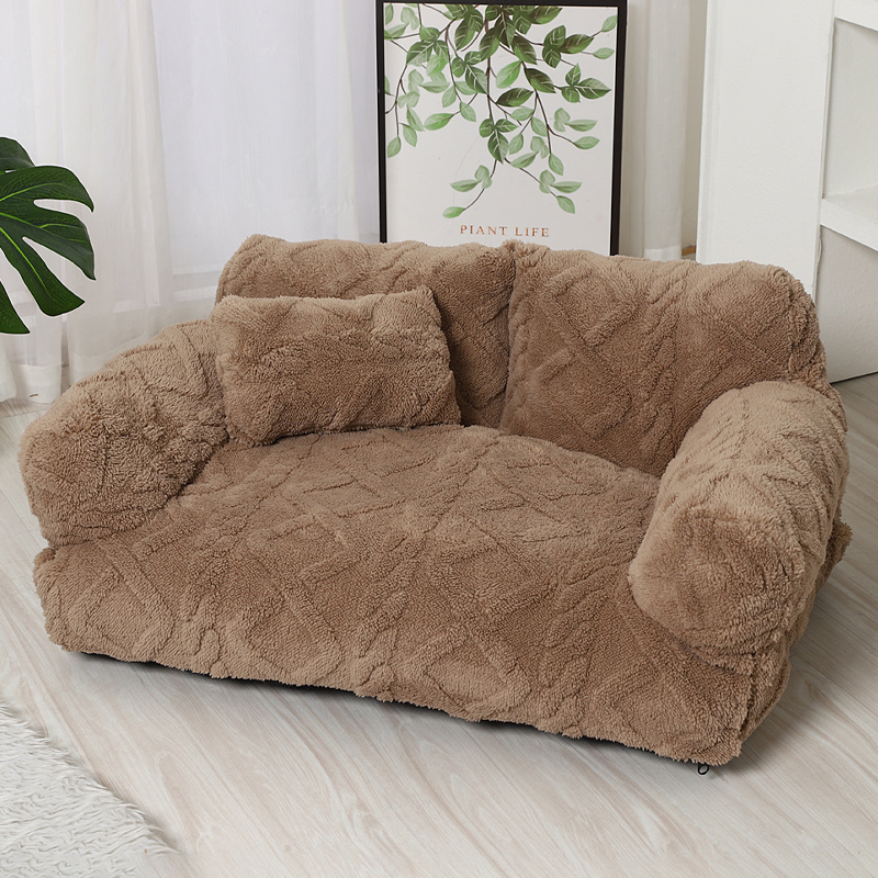 Plush Calming Pet Sofa Bed with Removable Cover