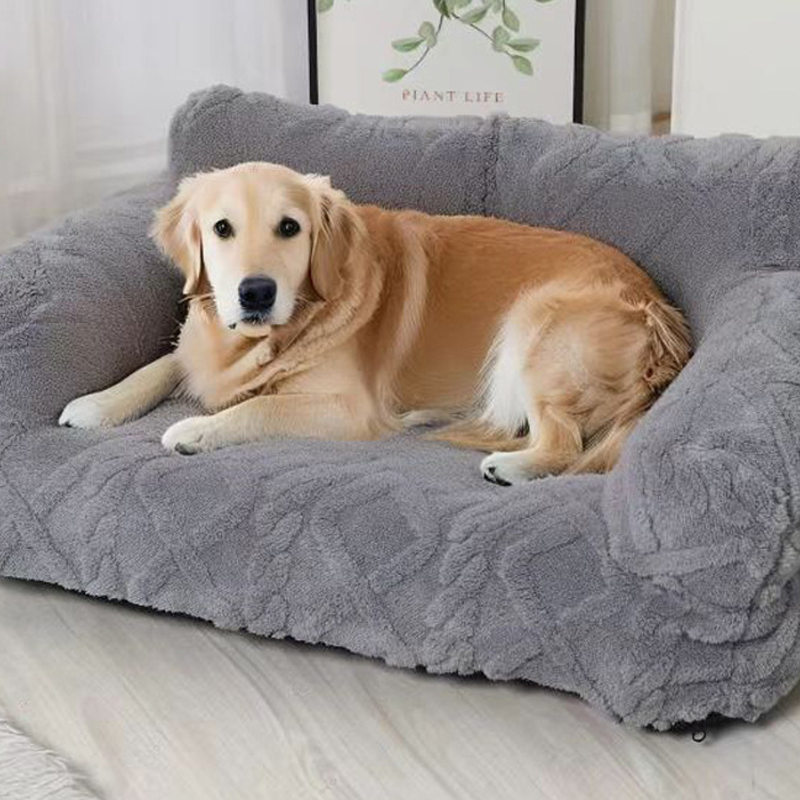 Plush Calming Pet Sofa Bed with Removable Cover