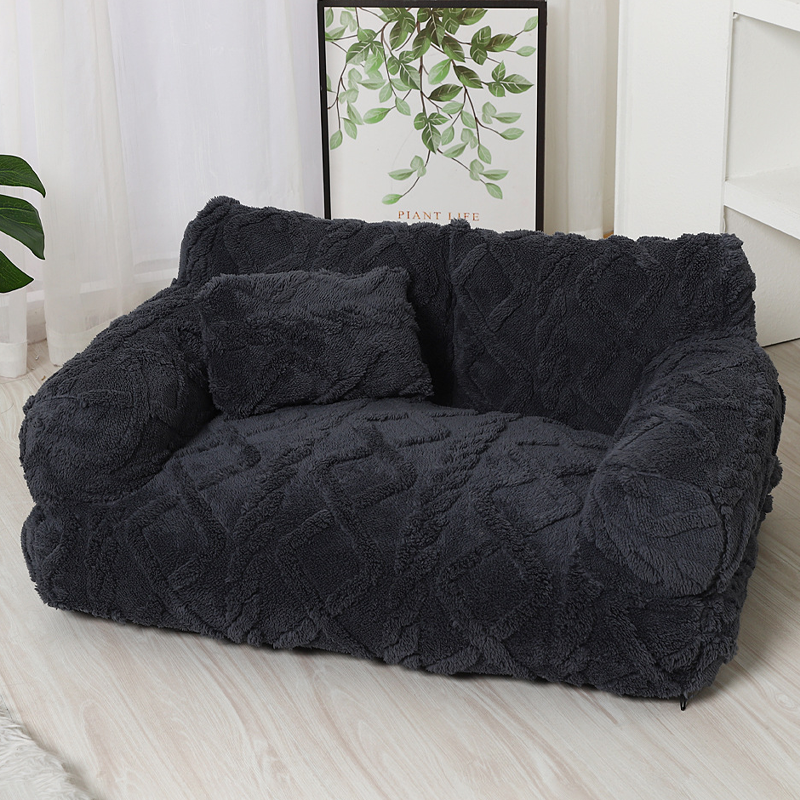 Plush Calming Pet Sofa Bed with Removable Cover