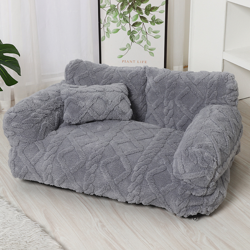 Plush Calming Pet Sofa Bed with Removable Cover