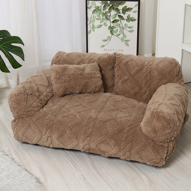 Plush Calming Pet Sofa Bed with Removable Cover