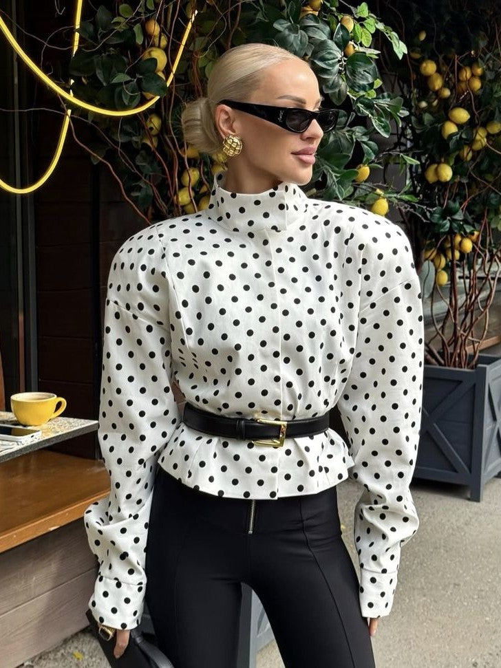 Polka Dot Cropped Jacket
