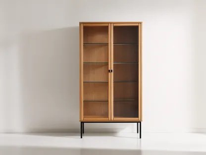 Display Cabinet wood construction 34x16x72 inches - brown-black - modern display design-Nookhut