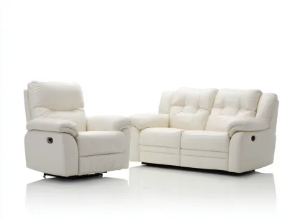 Recliner Sofa Set Leather Upholstered 86x38x40 inches - White - Modern Comfort Design-Nookhut