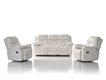 Recliner Sofa Set Leather Upholstered 88x39x41 inches - White - Modern Comfort Design-Nookhut