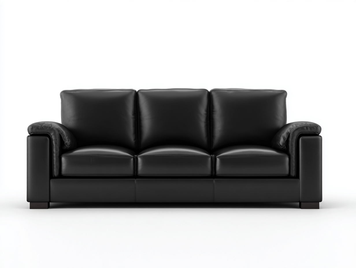 Standard Sofa Leather Upholstered 84x36x34 inches - Black - Modern Comfort Design-Nookhut