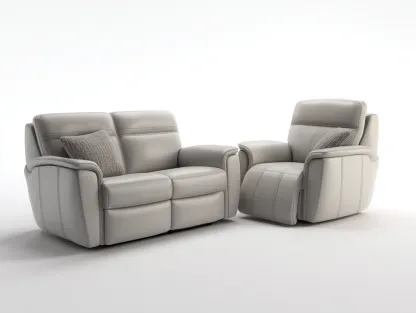 Recliner Sofa Set upholstered leather 80x38x41 inches - light beige - modern comfort design-Nookhut