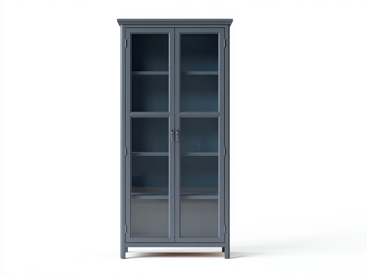 Display Cabinet wood and glass 32x15x72 inches - gray - classic storage design-Nookhut