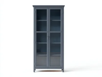 Display Cabinet wood and glass 32x15x72 inches - gray - classic storage design-Nookhut