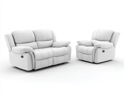Recliner Sofa Set upholstered faux leather 80x38x40 inches - white - modern comfort design-Nookhut