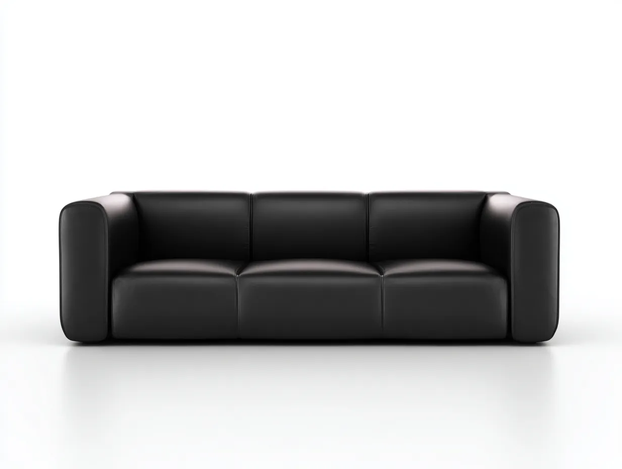 Standard Sofa faux leather upholstery 90x38x30 inches - black - modern minimalist design-Nookhut