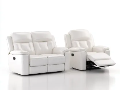 Recliner Sofa Set leather upholstery 86x40x39 inches - white - modern comfort design-Nookhut