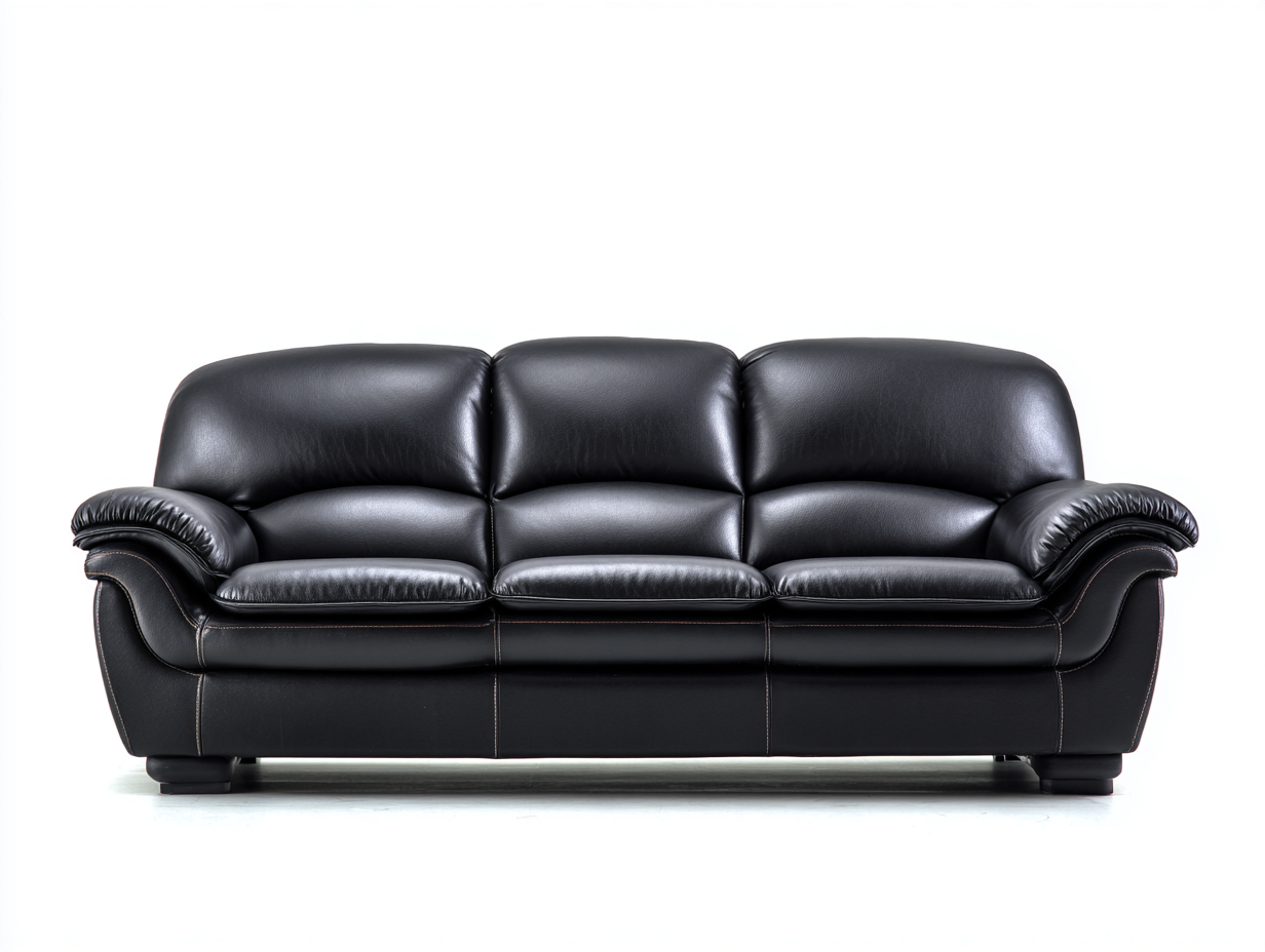 Standard Sofa upholstered leather 84x38x40 inches - black - classic comfort design-Nookhut