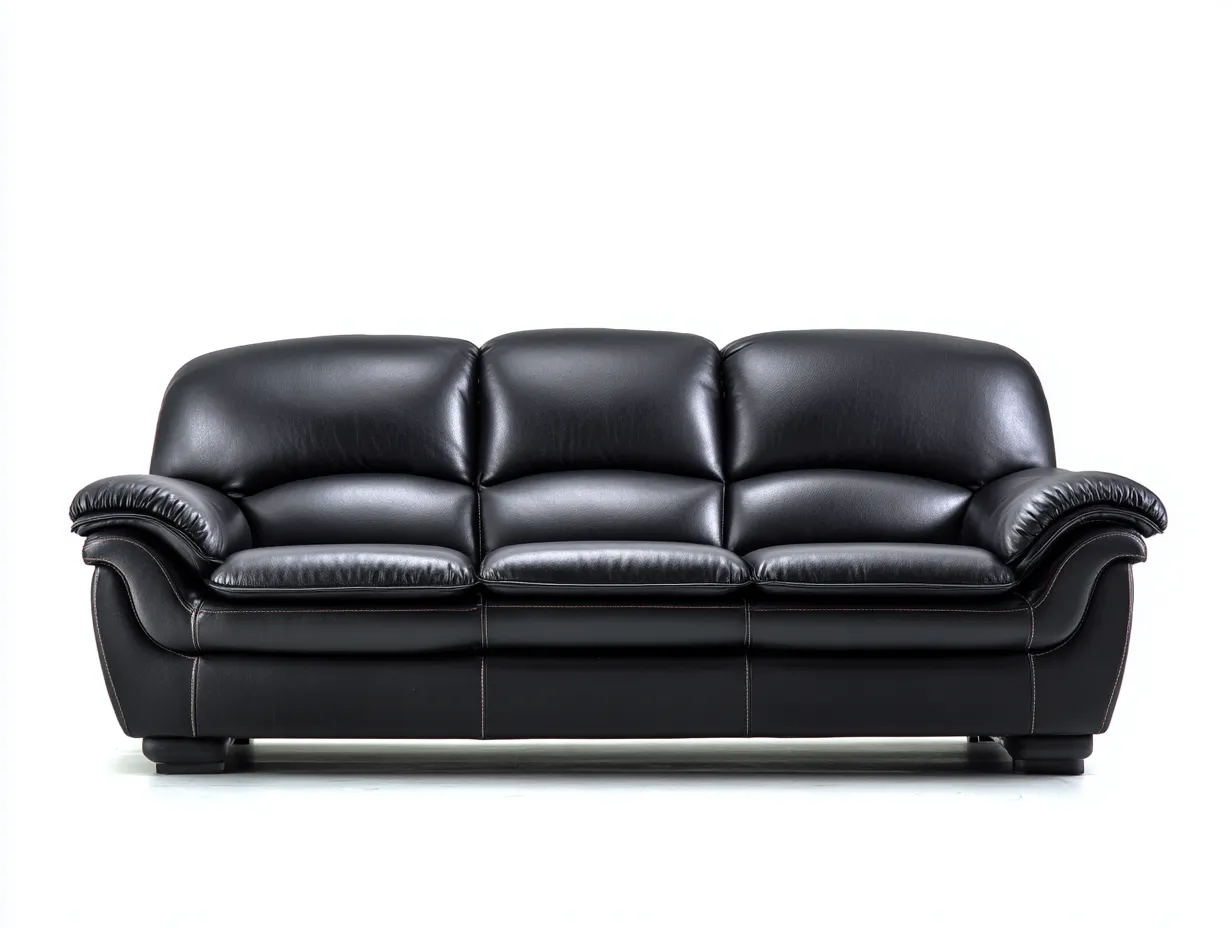 Standard Sofa upholstered leather 84x38x40 inches - black - classic comfort design-Nookhut