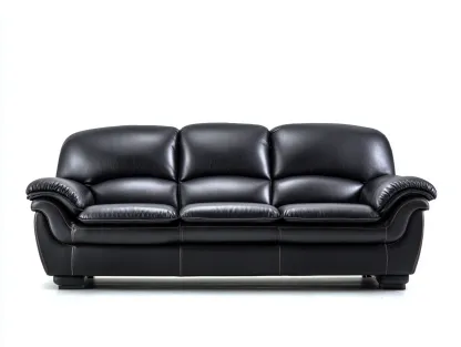 Standard Sofa upholstered leather 84x38x40 inches - black - classic comfort design-Nookhut