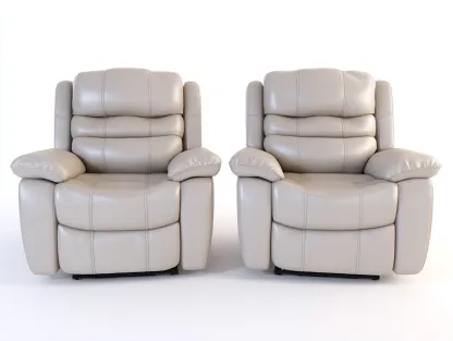 Recliner Sofa Set Leather Upholstered 41x39x41 inches - Light Beige - Modern Comfort Design-Nookhut