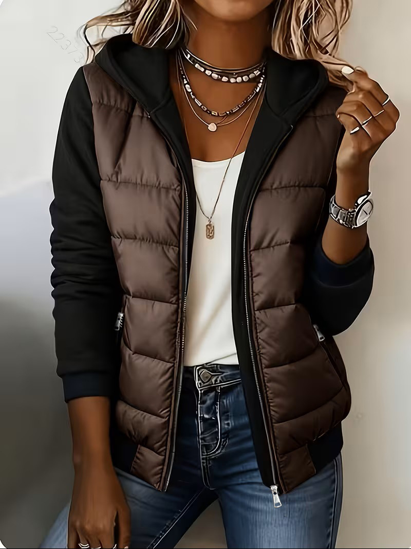 🌸Hot Sale 50% OFF💖Women's Color-Block Padded Hooded Jacket