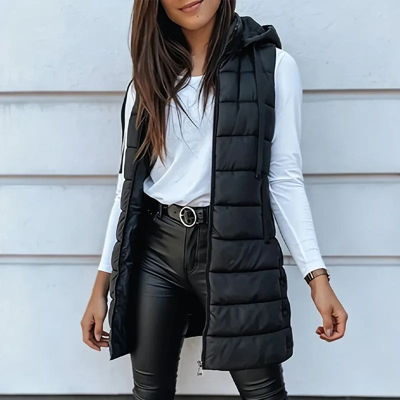 Women’s Zip-Up Long Puffer Vest