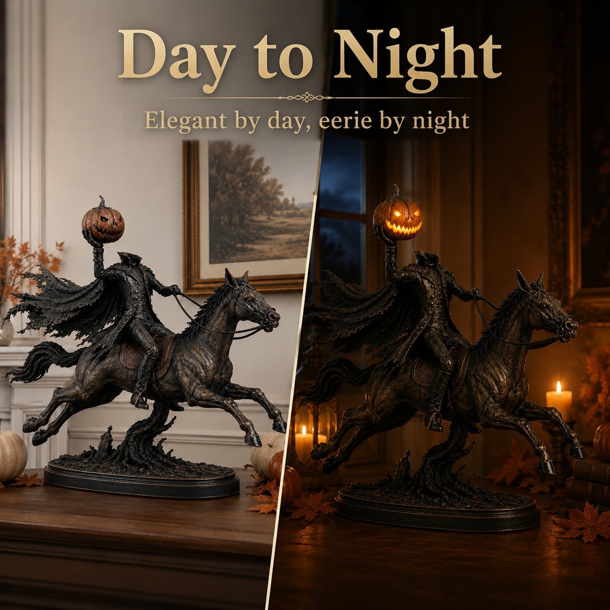 ⏰Limited Stock 50% OFF - 🎃🏇Midnight Chase Headless Horseman Statue✨