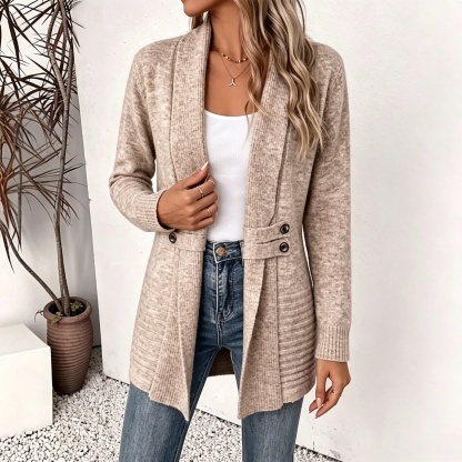 Women's Long Cardigan Knit Cardigan Streetwear Work Open Front Knitted Long Sleeve Long Tops Knit claret Coffee brown Fall Winter