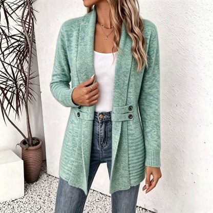 Women's Long Cardigan Knit Cardigan Streetwear Work Open Front Knitted Long Sleeve Long Tops Knit claret Coffee brown Fall Winter