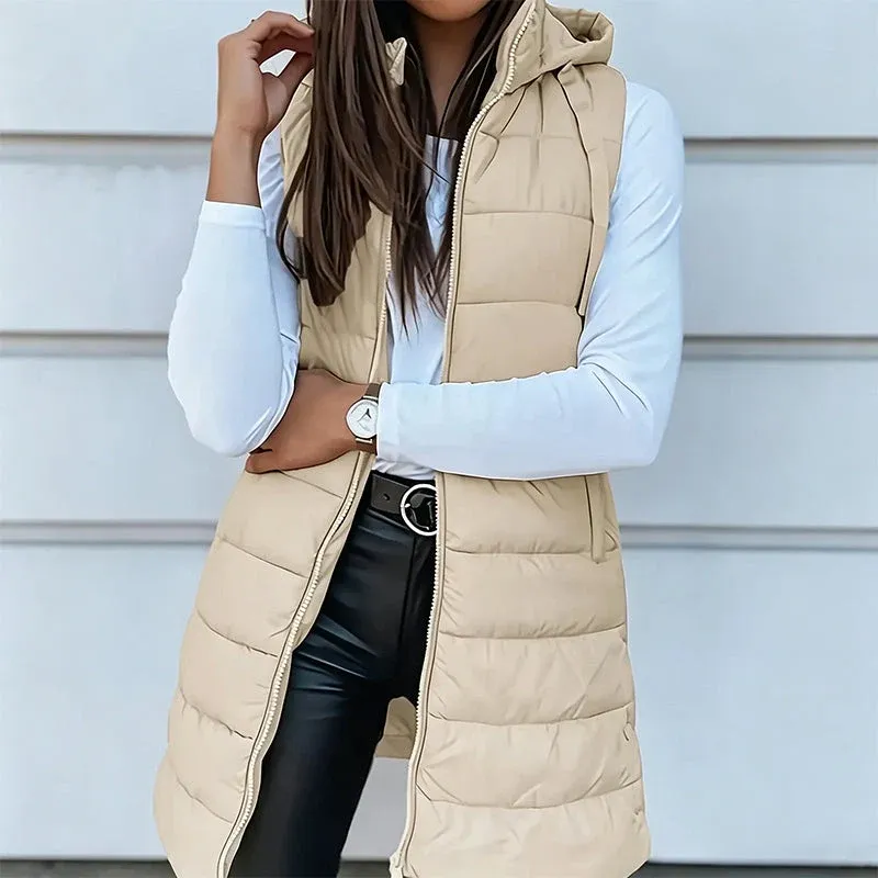 Women’s Zip-Up Long Puffer Vest