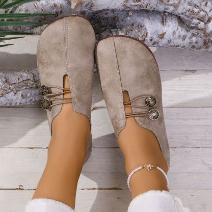💝Summer Sale ⭐ Women's Elegant soft sole round toe buckle decoration Flat Shoes