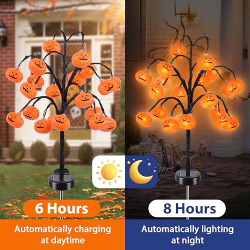 Solar Halloween Pumpkin Lights 20LED Waterproof Outdoor Decor