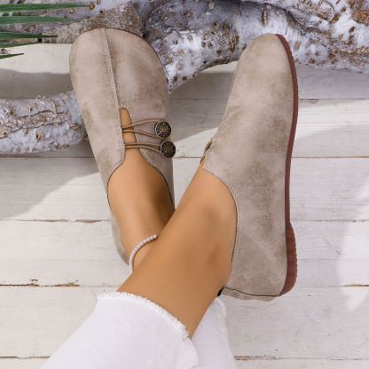 💝Summer Sale ⭐ Women's Elegant soft sole round toe buckle decoration Flat Shoes
