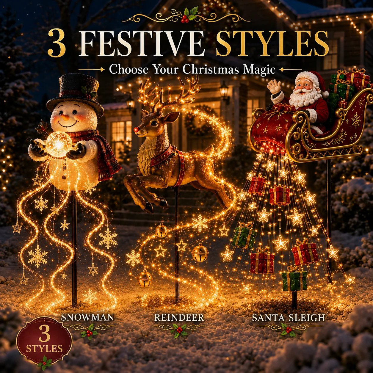 🎅✨2026 New Santa’s Flying Sleigh Gift Cascade – Solar Christmas Garden Light